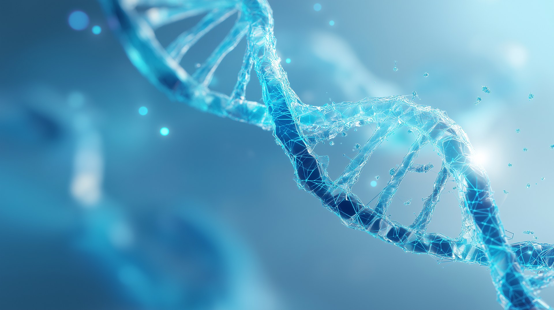Glowing translucent DNA double helix — Zermatt Biotech's precision therapeutics platform