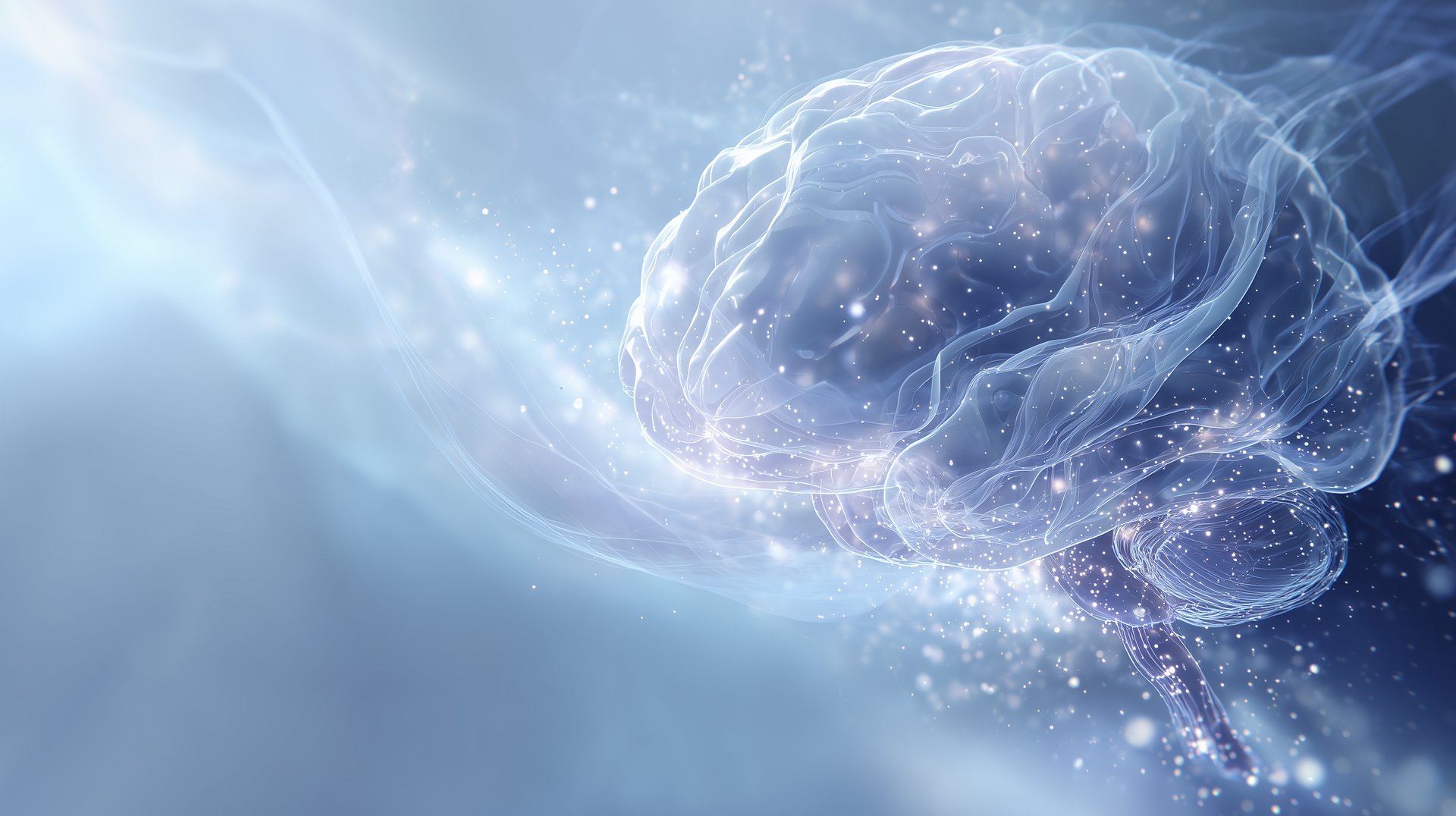 Translucent brain with glowing neural signaling pathways — Zermatt Biotech scientific focus on neuroinflammatory disease